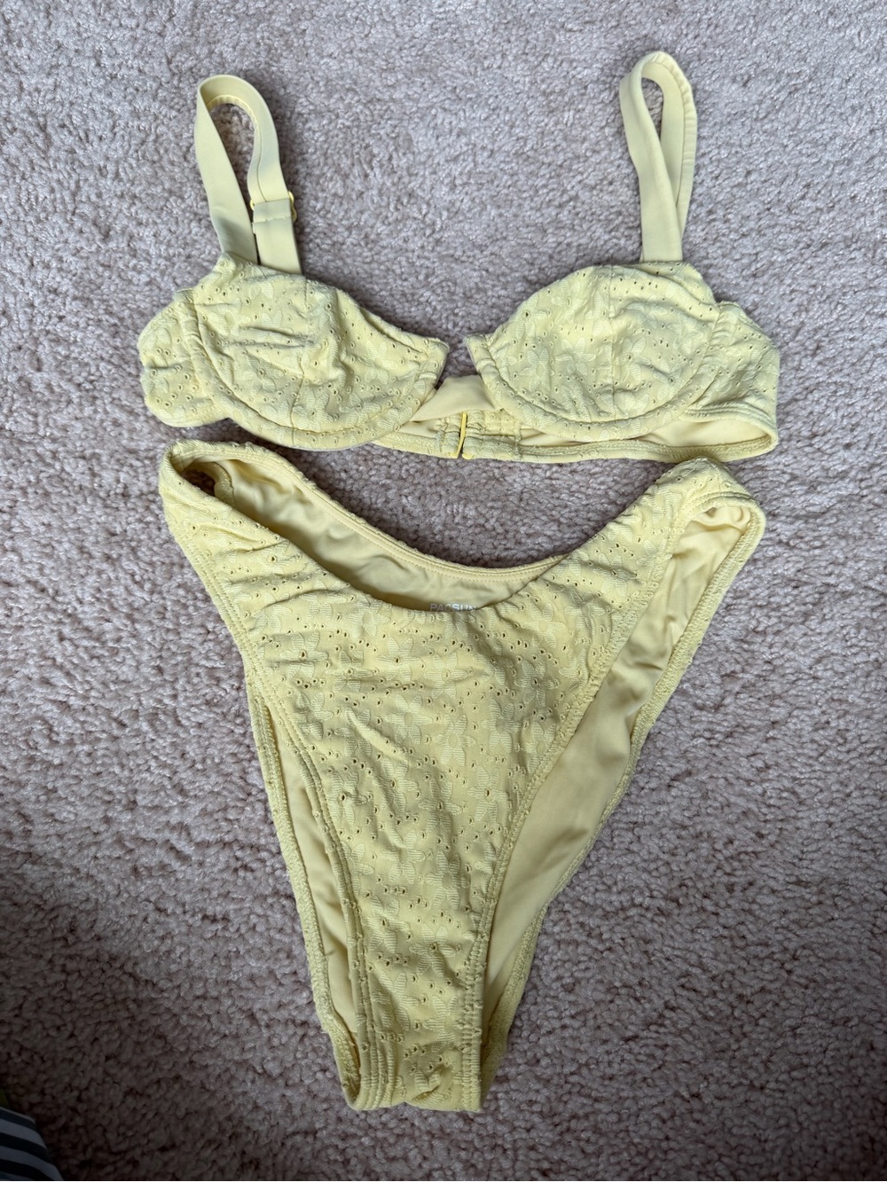 Pacsun Yellow Eyelet Bikini Set - Two Piece Swimwear